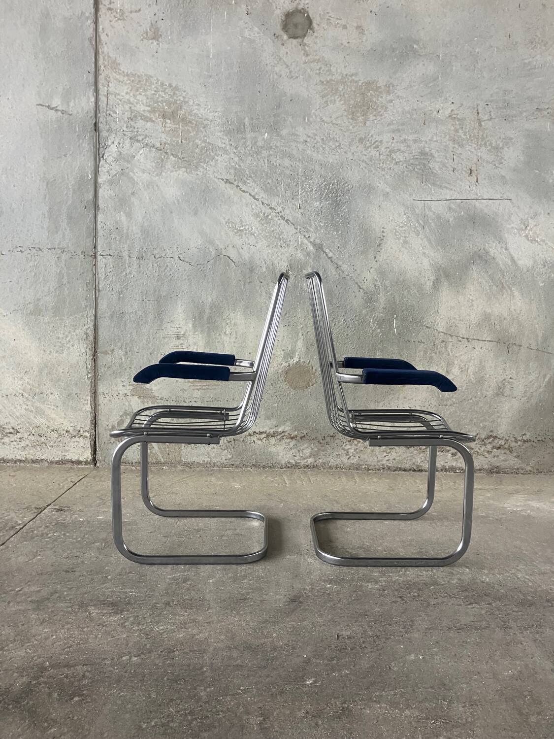 Pair of vintage chrome chairs from the 1970s