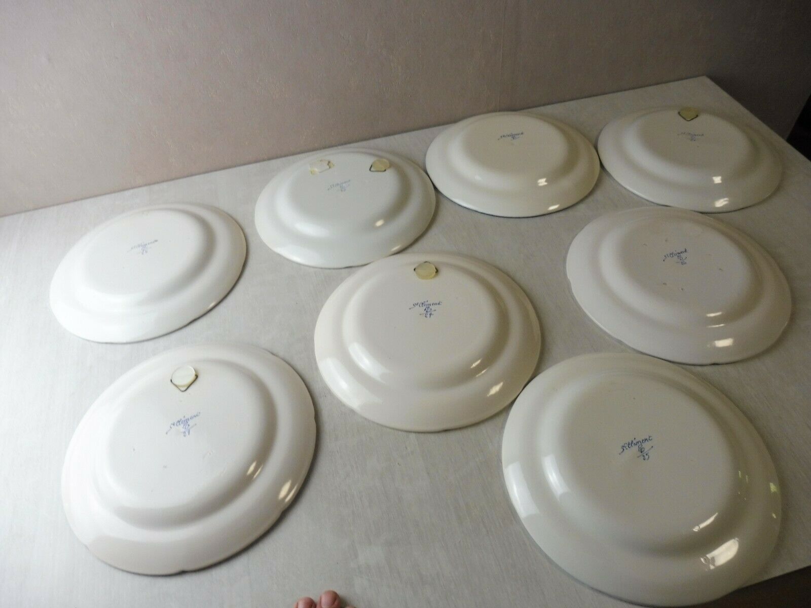 Lot of old plates, Decoration Rouen / peasant, St Clement PD