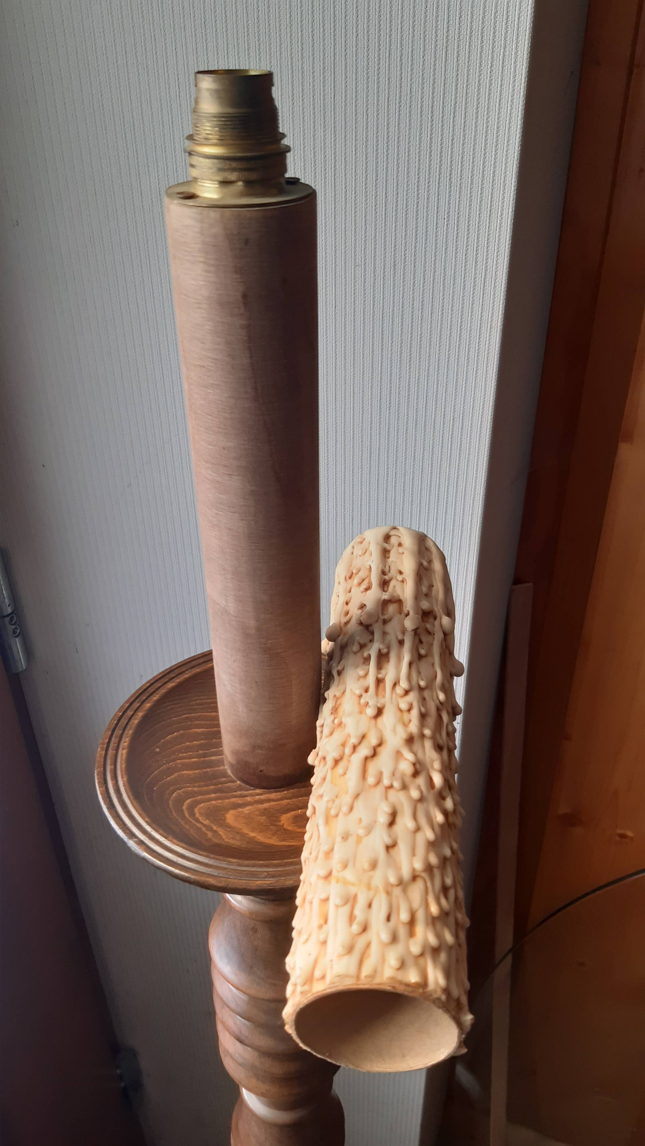 Art Deco turned wood floor lamp