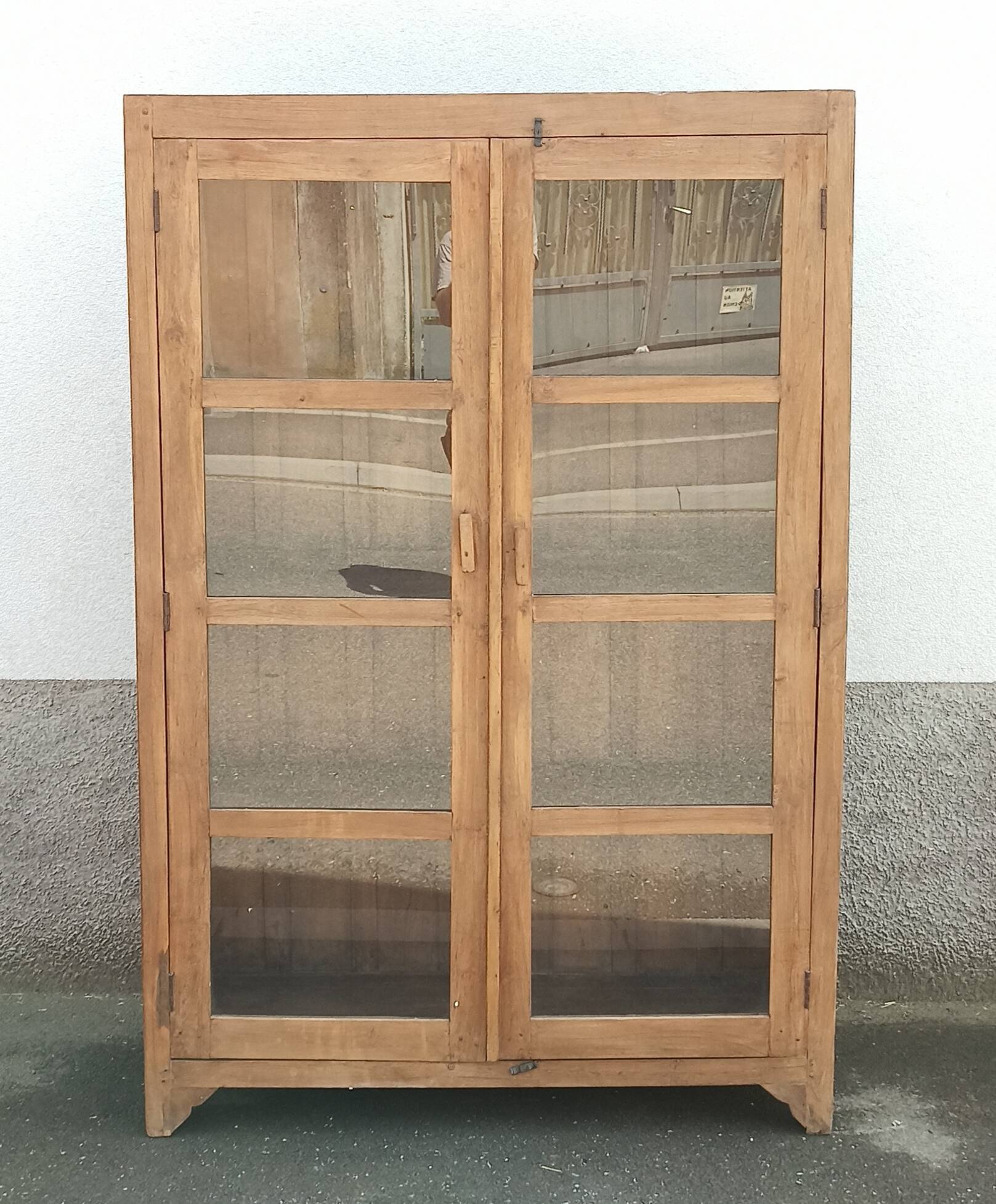 Old wooden glass cabinet