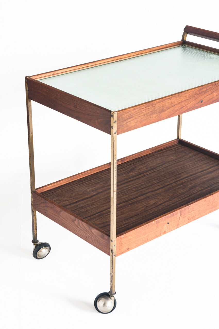 Vintage dessert in teak, brass and glass, 1960