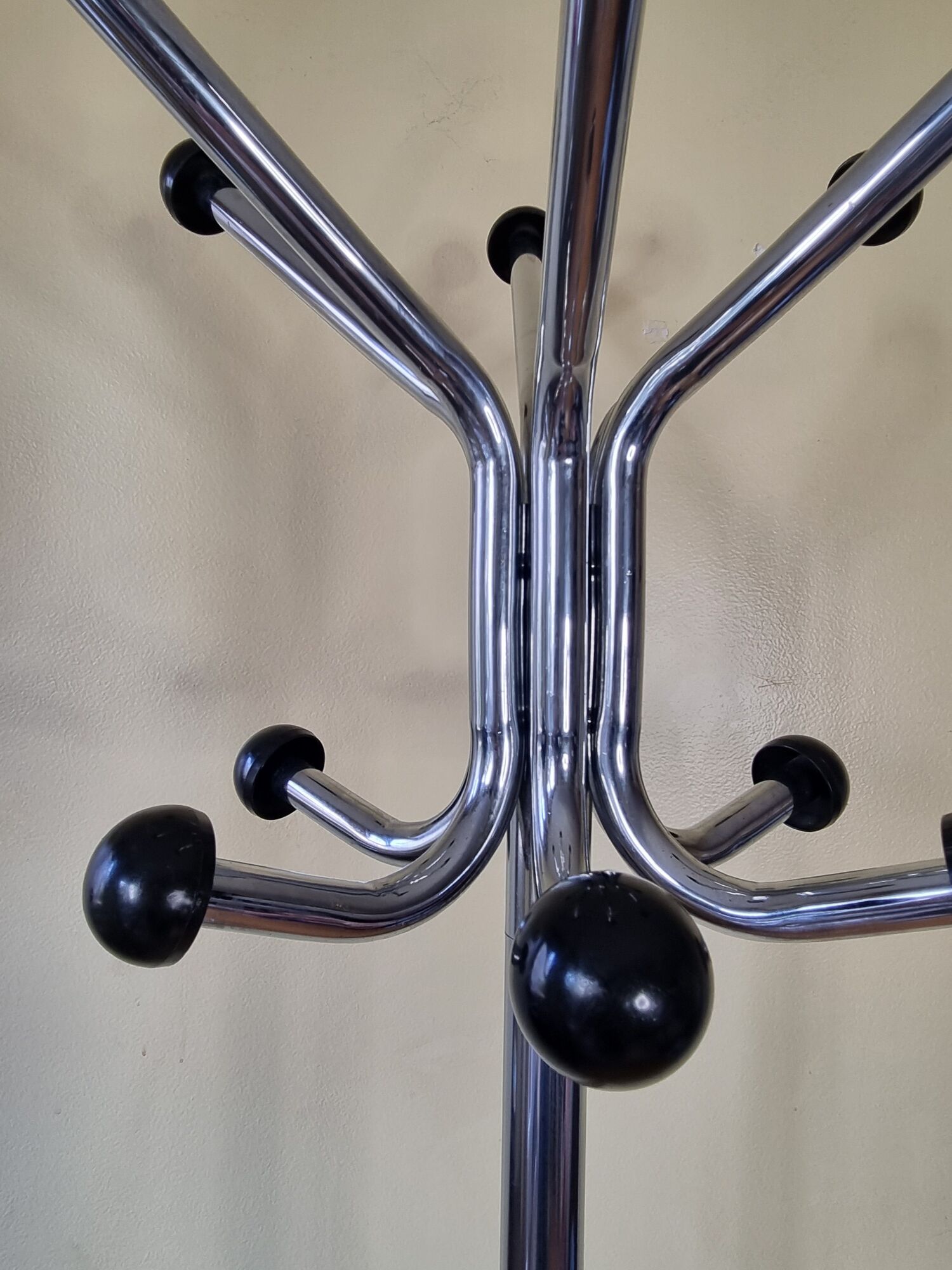 Vintage chrome metal coat rack, 70s-80s