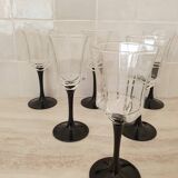 6 Octime octagonal black-footed wine glasses