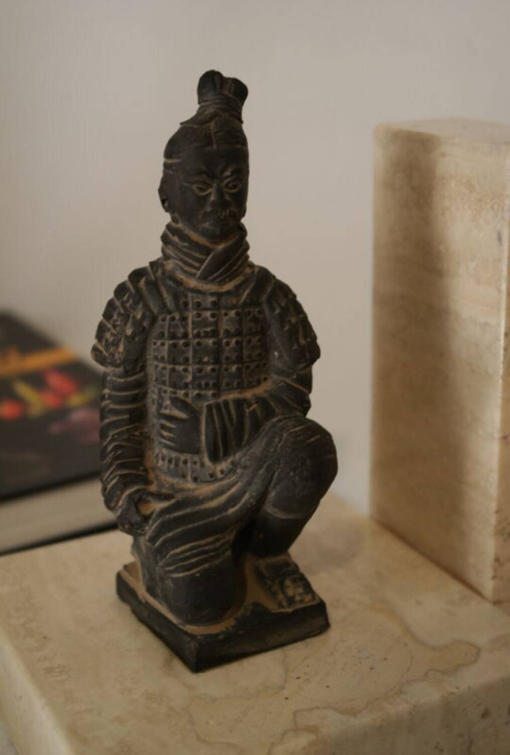 Paire de serre-livres vintage en travertin