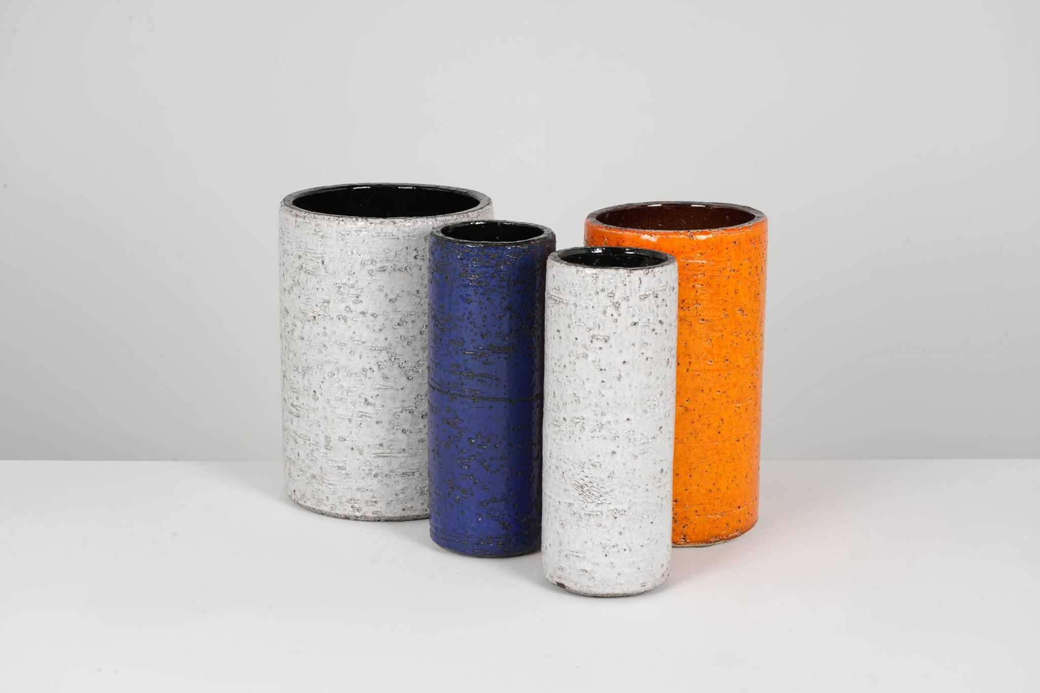 Set of rolled vases in chamotte clay from the 1960s.