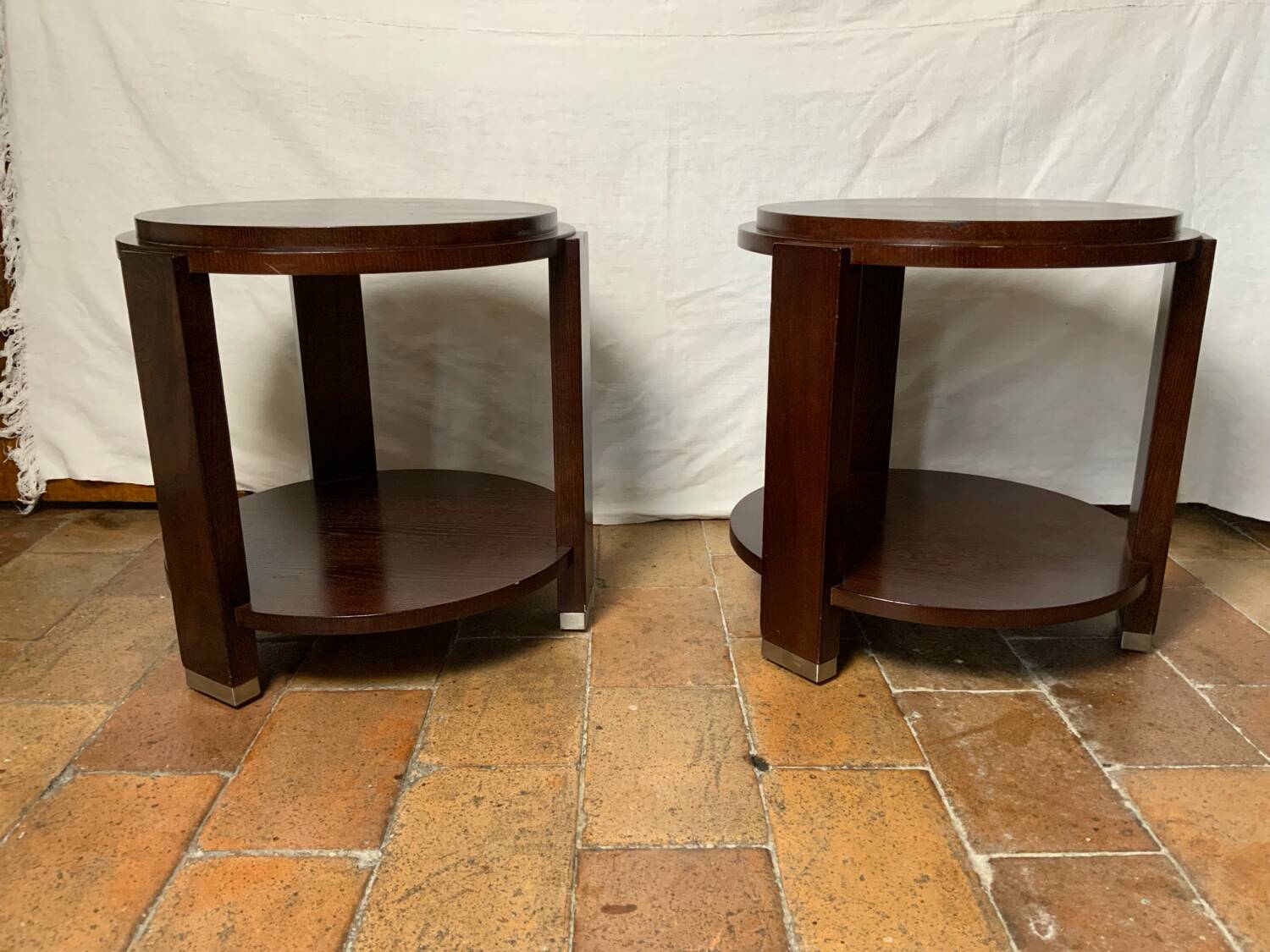 Pair of pedestal tables