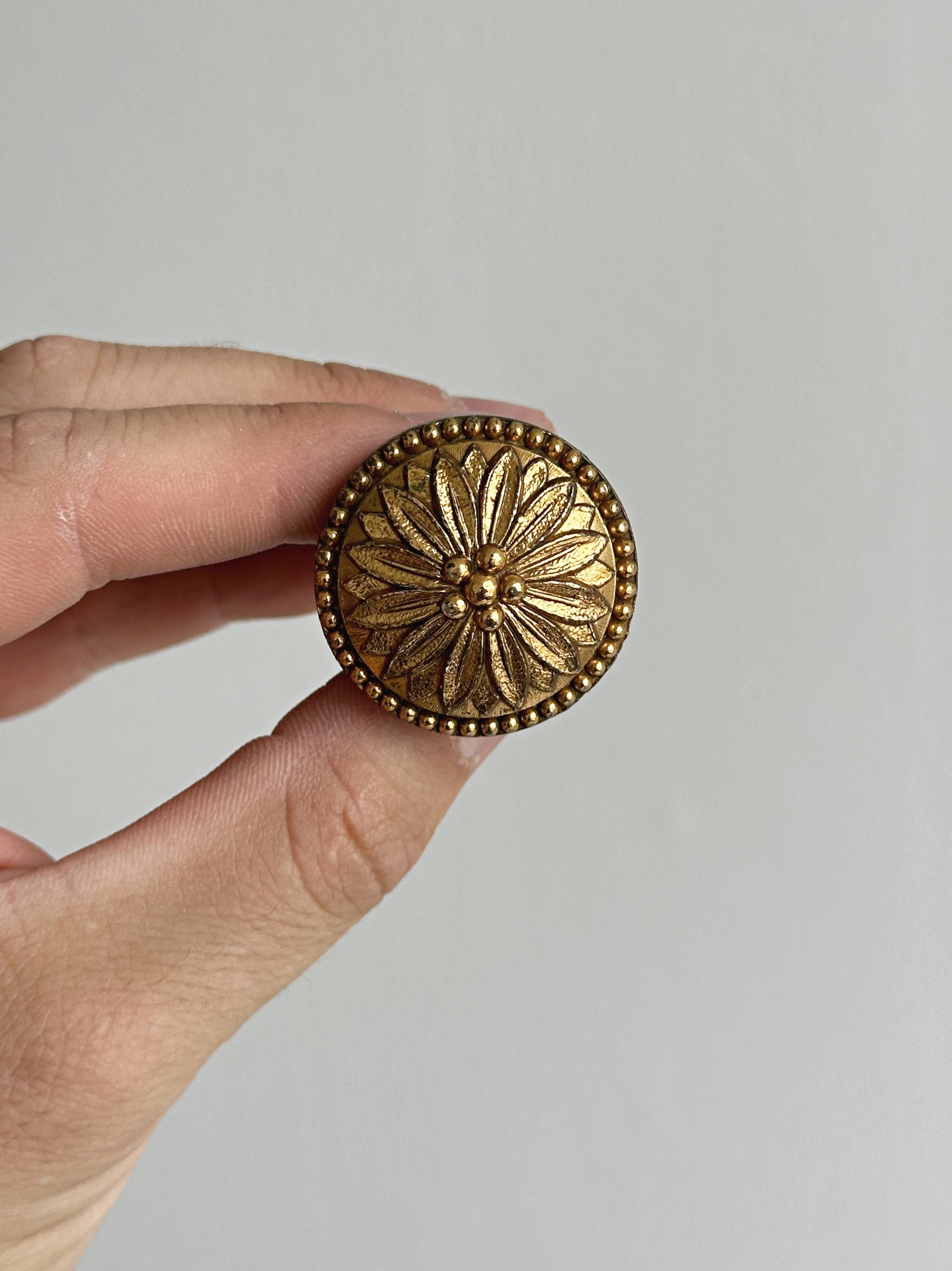 Set of 5 antique brass furniture knobs