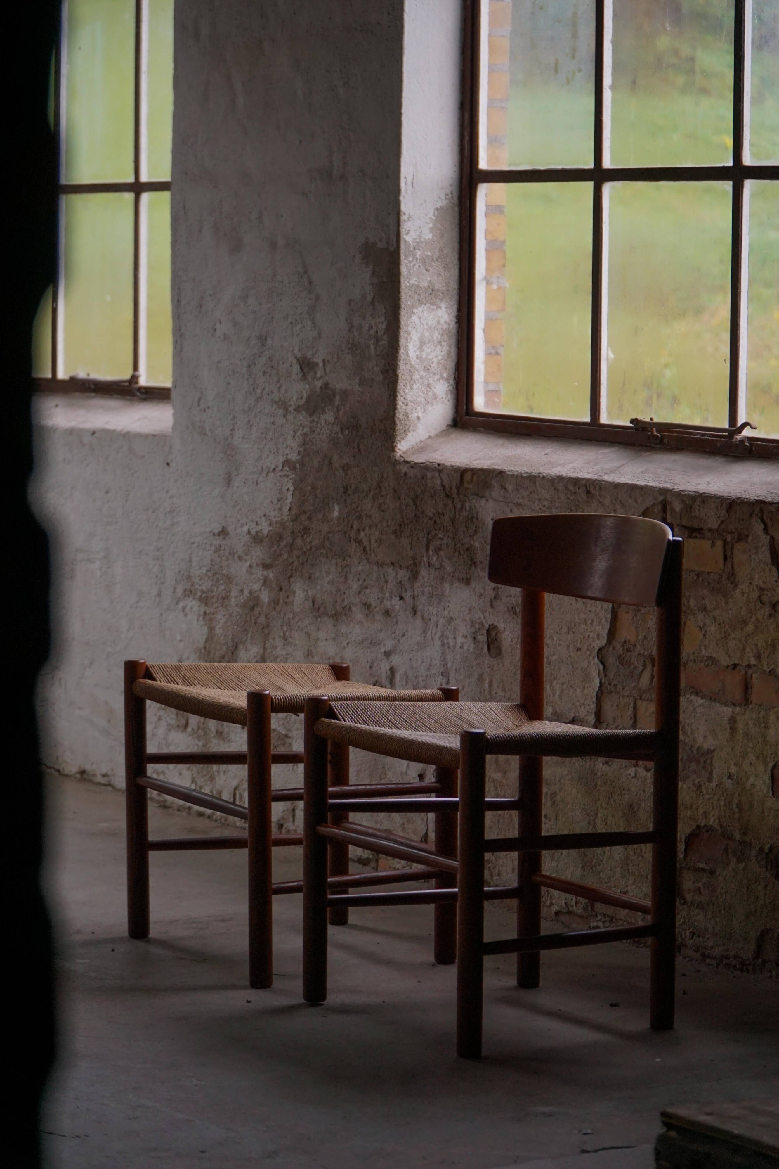 Set of 6 'Folkestole' J39 dining chairs by Børge Mogensen in oak, FDB Møbler, 1950s.