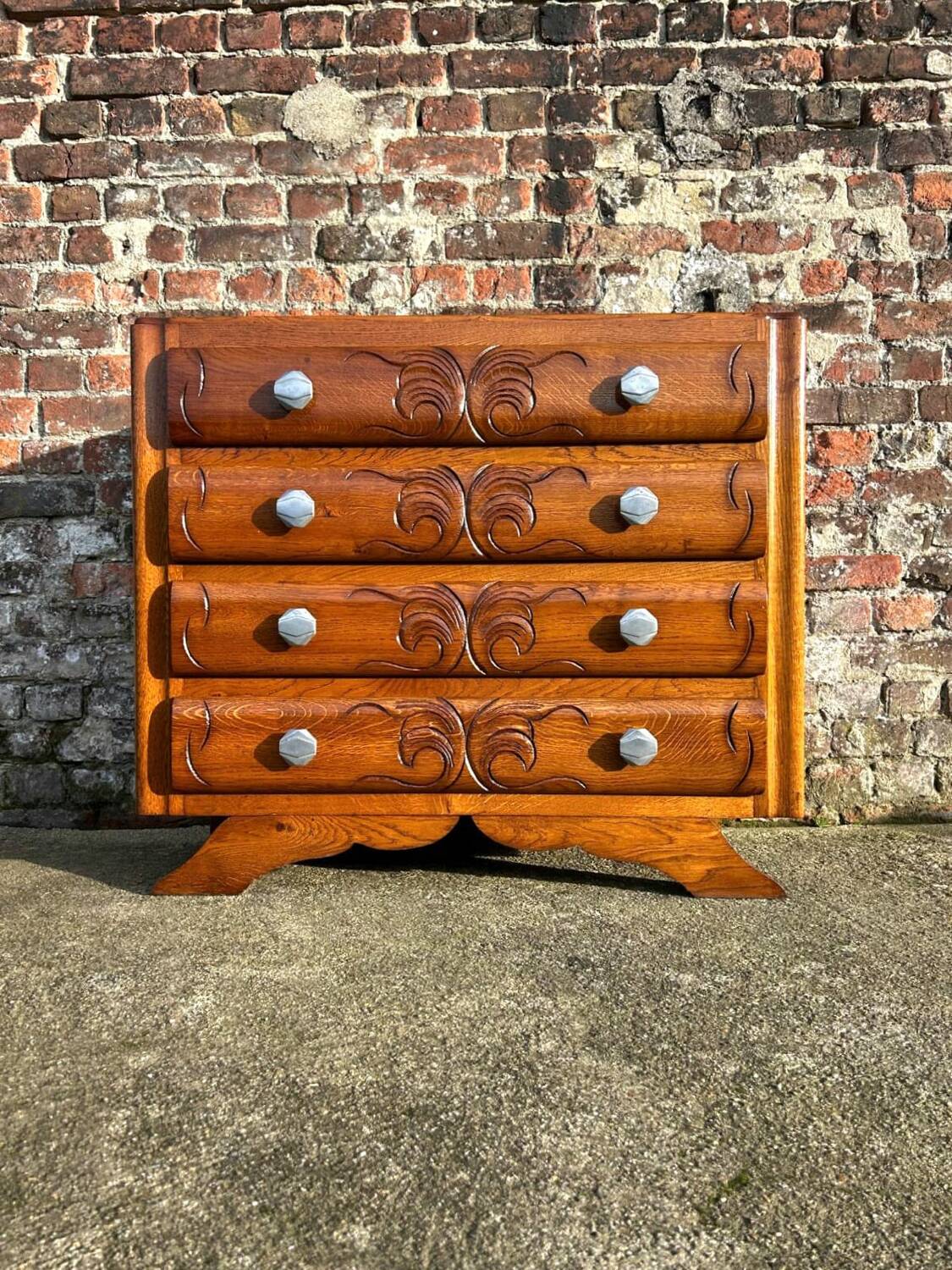 Art Deco commode, vintage antique piece with marble top.