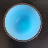 BLUE GLASS PASTE VASE HEIGHT 18 cm WIDTH 10 cm - bronze edging