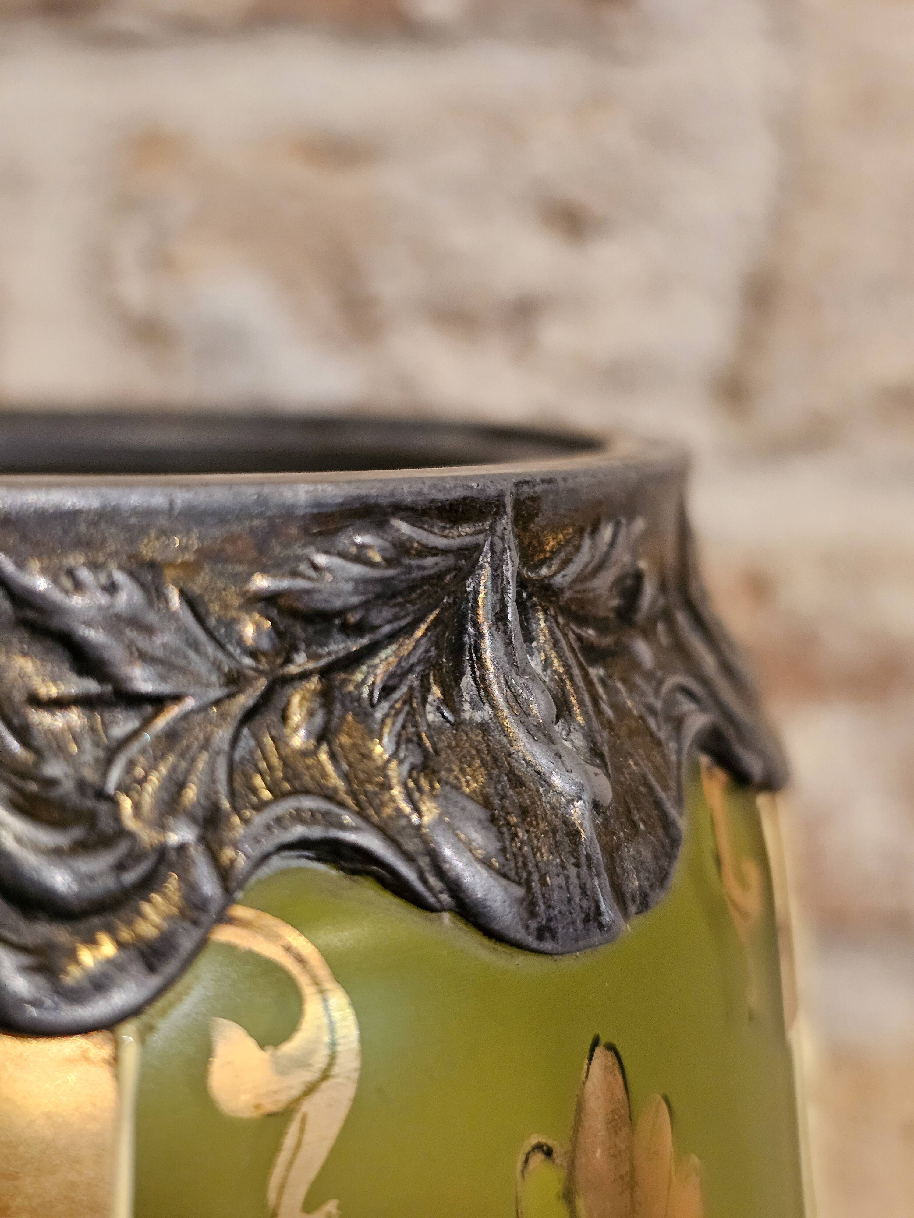 Boîte en verre bohémien antique Carl Hosch vers 1906
