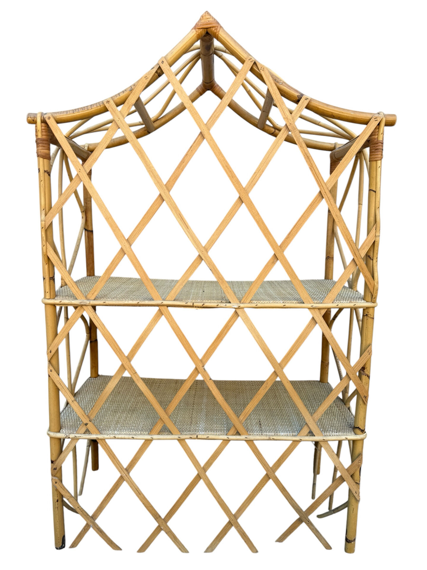 Rattan shelf Chinese hat from the 1960s Sweden