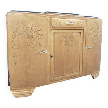 Antique Art Deco buffet in wood and marble