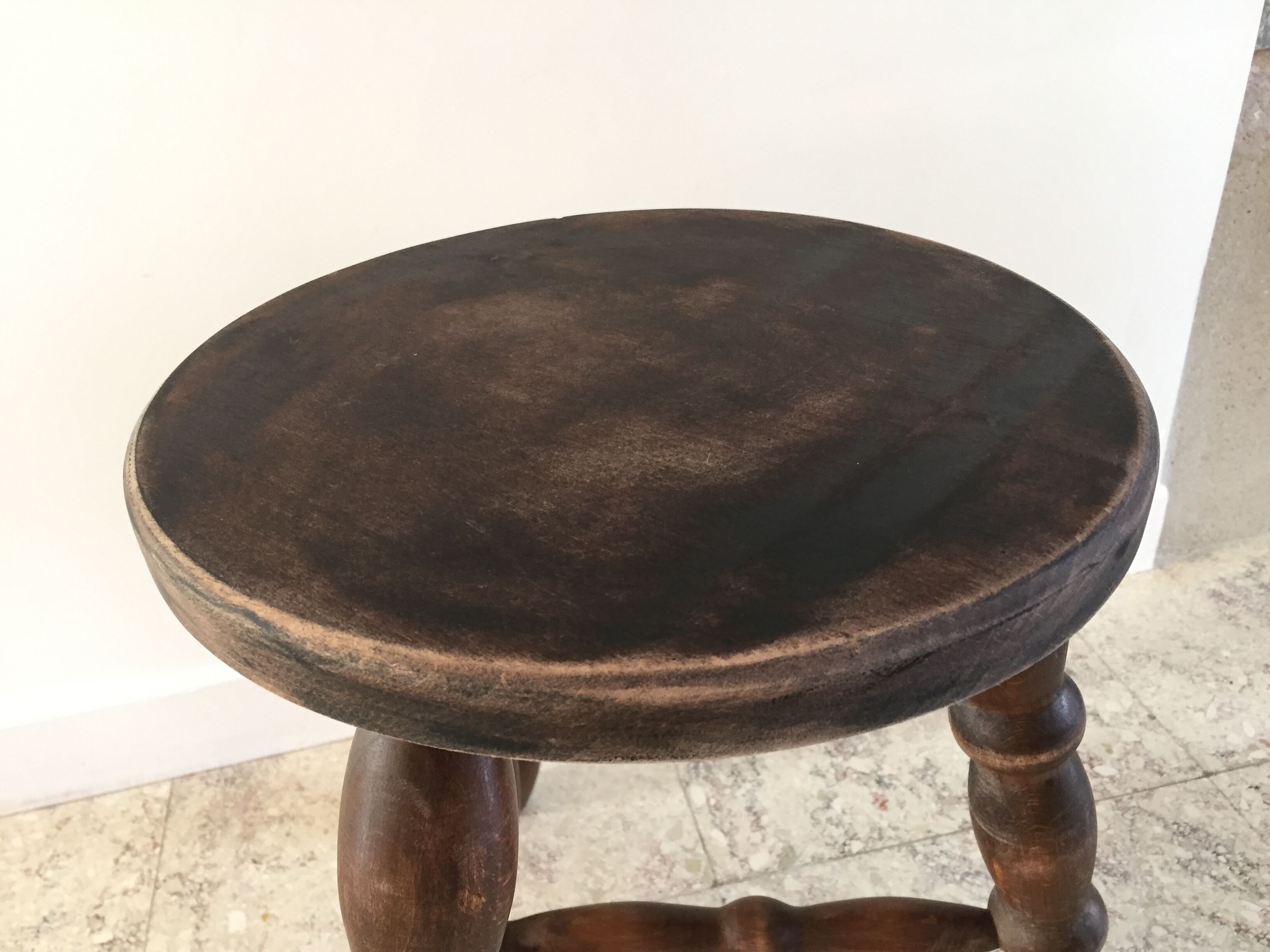 Wooden stool turned vintage tripod