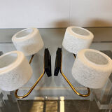 Paire d'appliques vintage années 60, appliques chic parisiennes en laiton et verre texturé