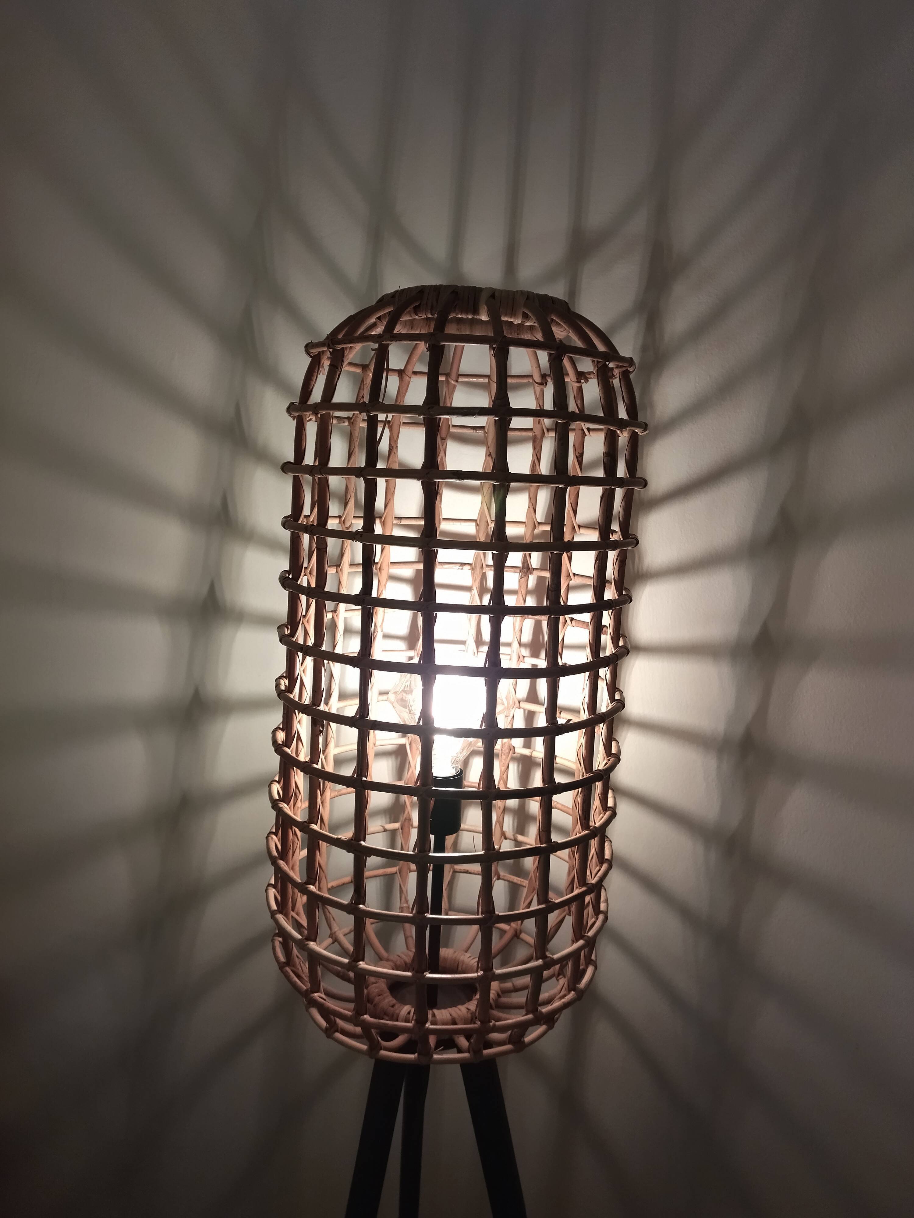 Wicker cage floor lamp
