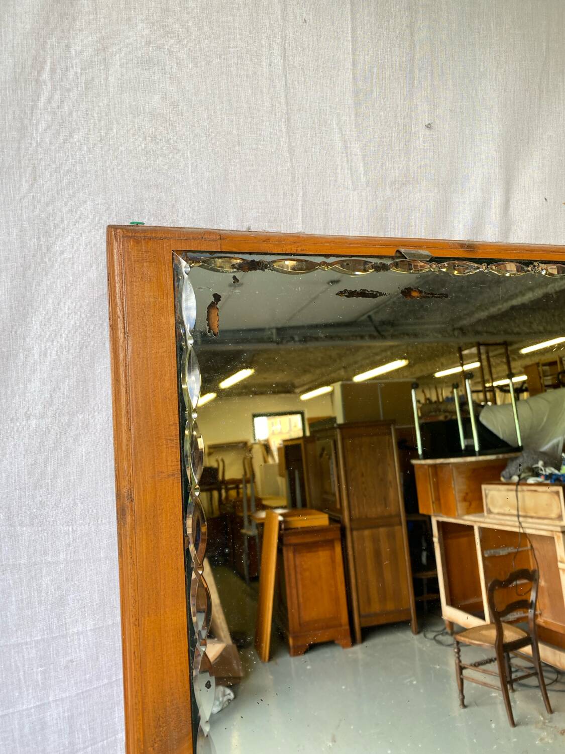 Vintage 1960s solid wood standing mirror
