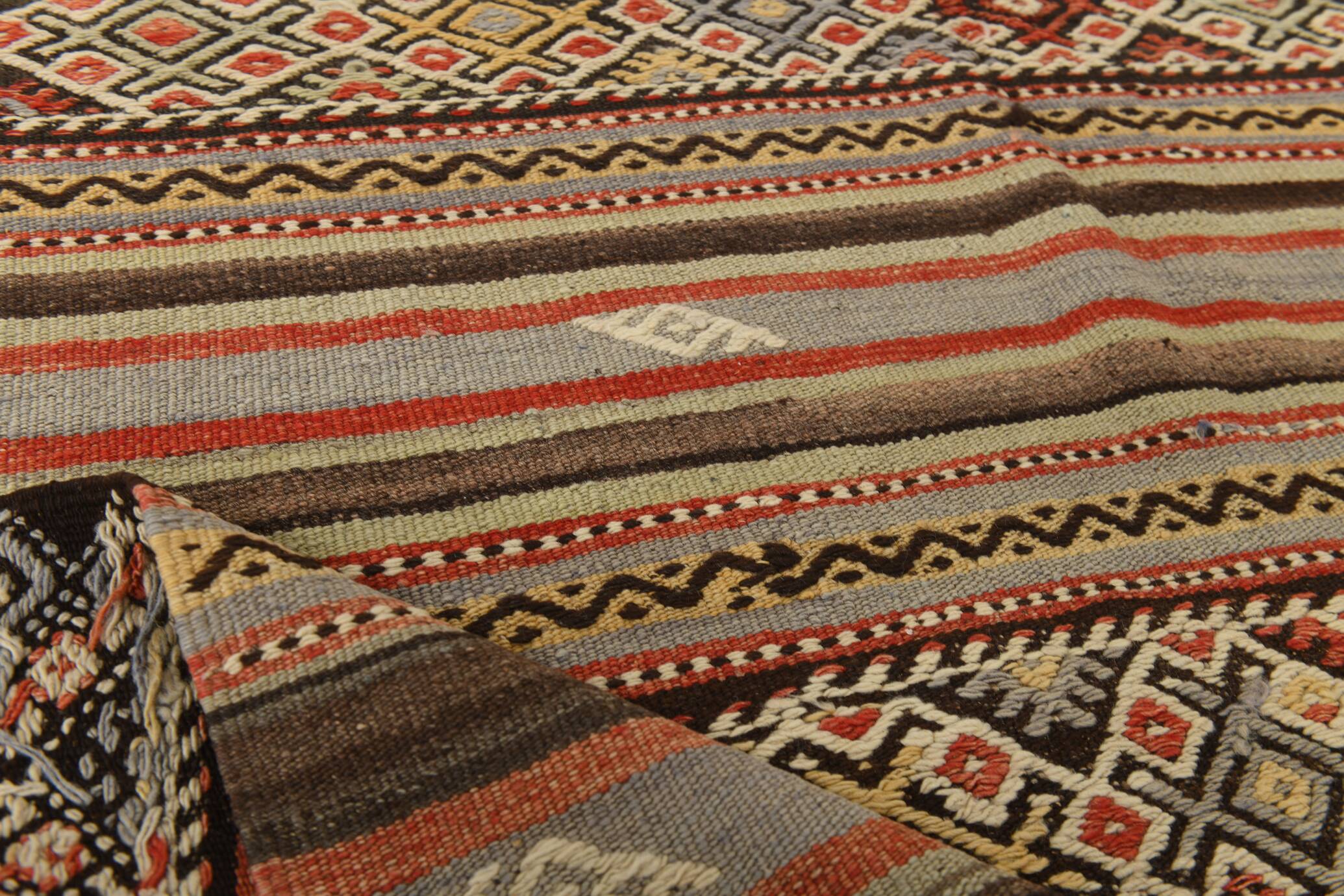 5x8 Faded Vintage Kilim Rug, Antique Home Decor, 154x244Cm