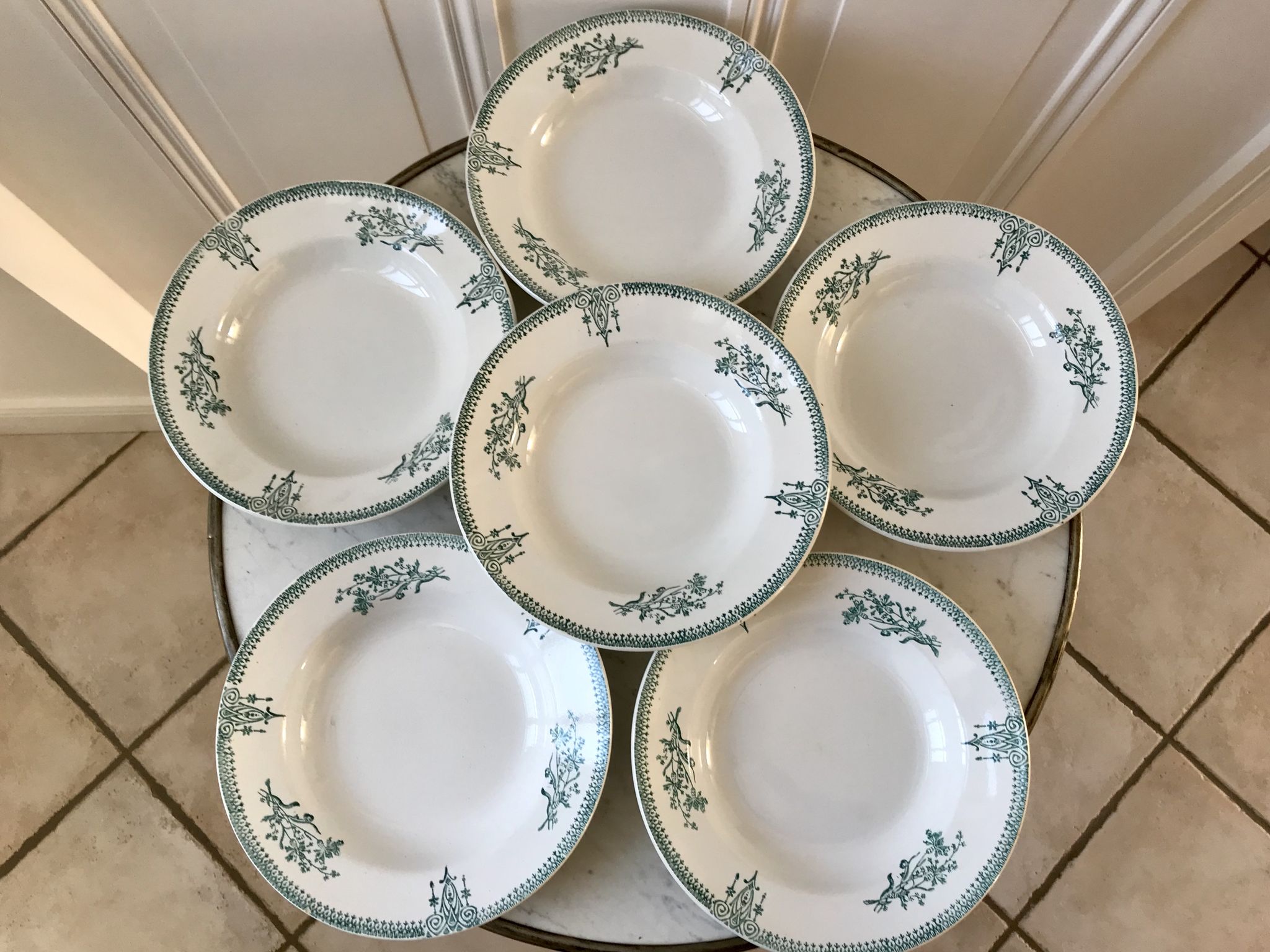 Lot of 6 hollow plates Terre de Fer Saint-Amand late nineteenth