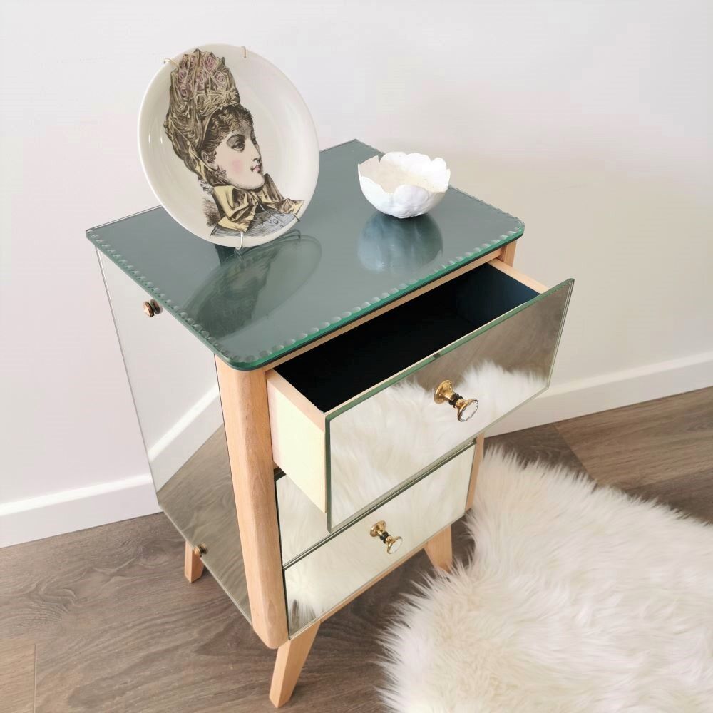 Vintage mirror bedside table
