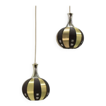 Pair of Midcentury Pendants, Verner Schou, Denmark, 1970s