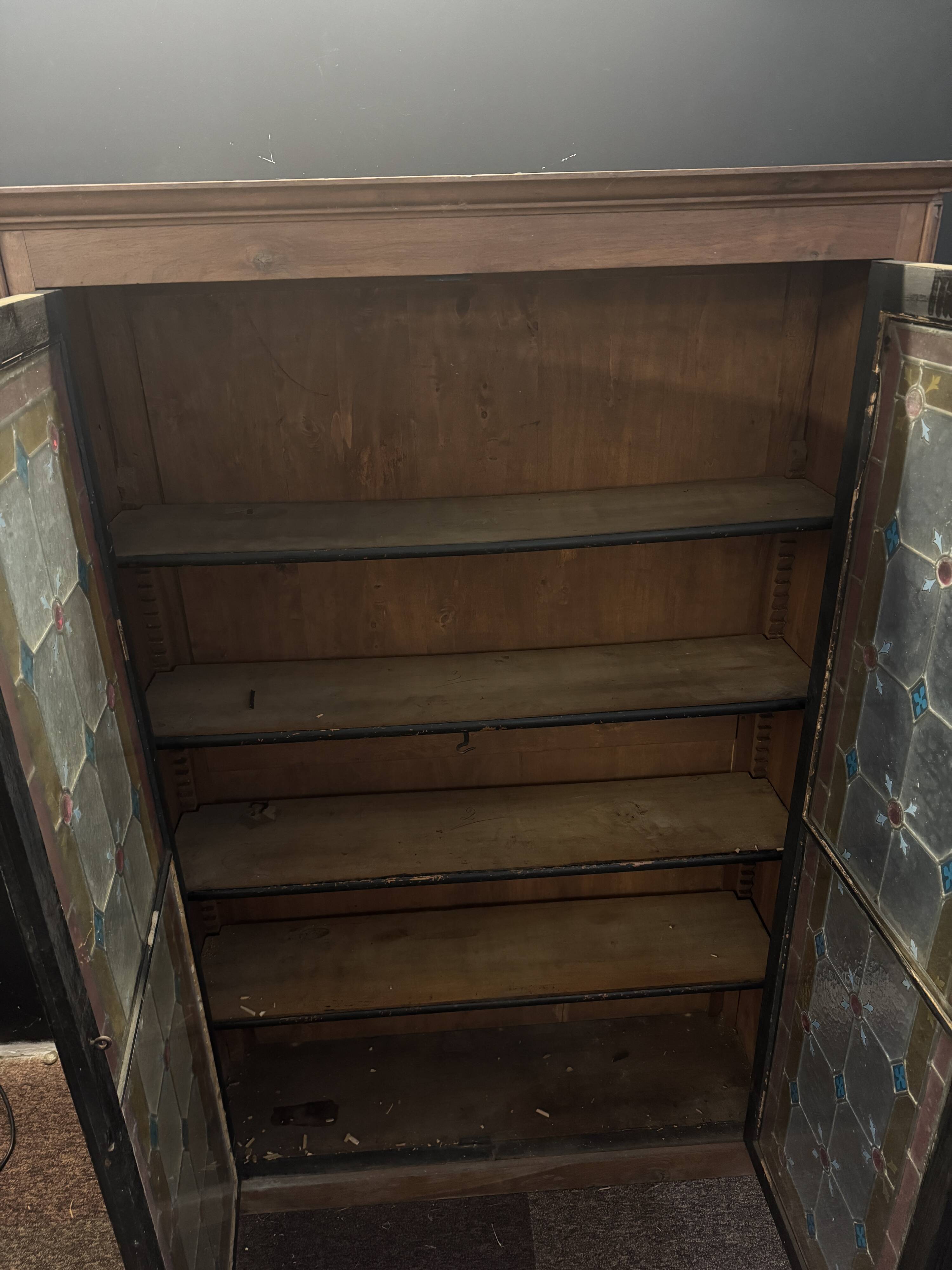 Antique presbytery display case – stained glass windows, religious inspiration