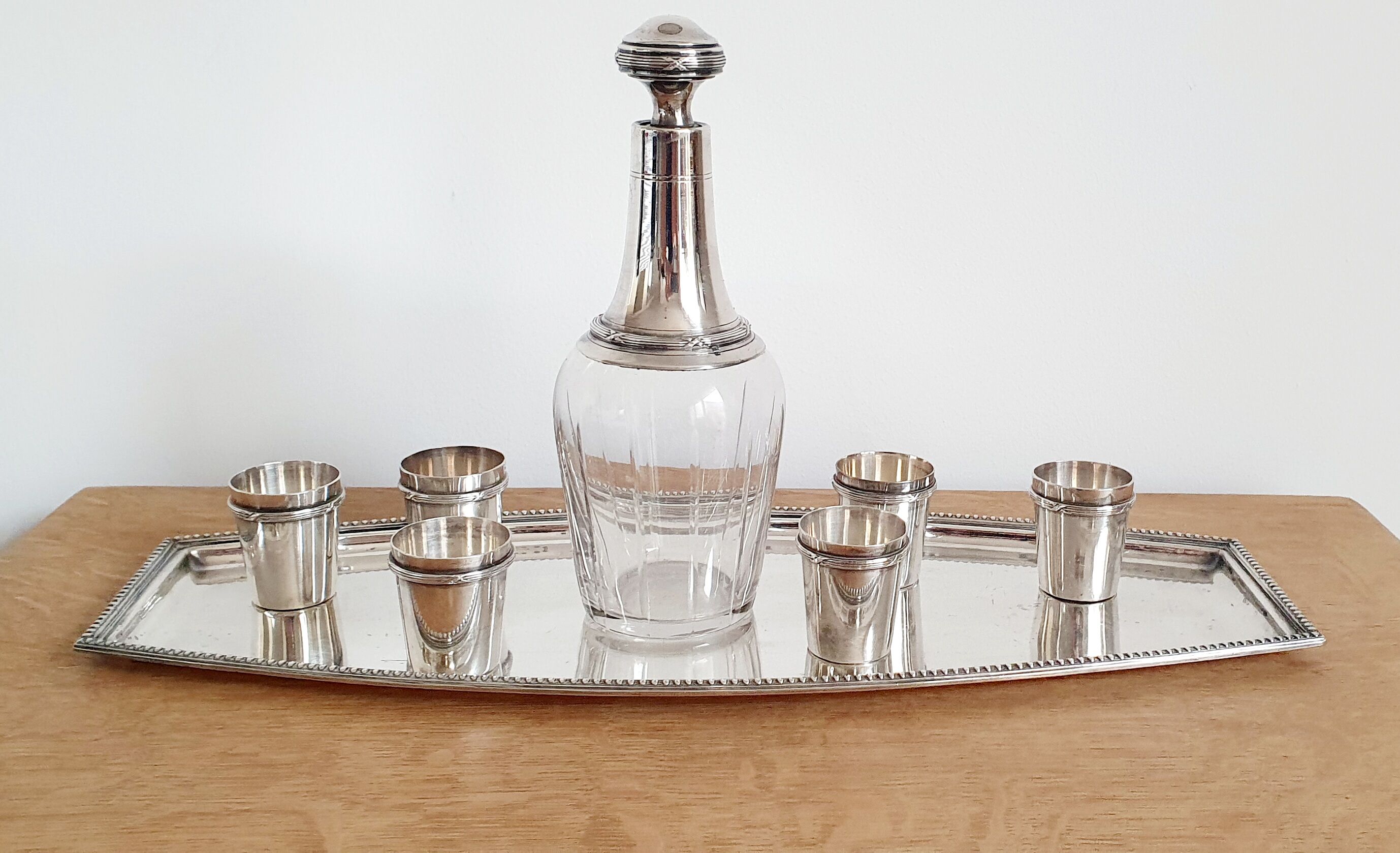 Silver and crystal liquor service