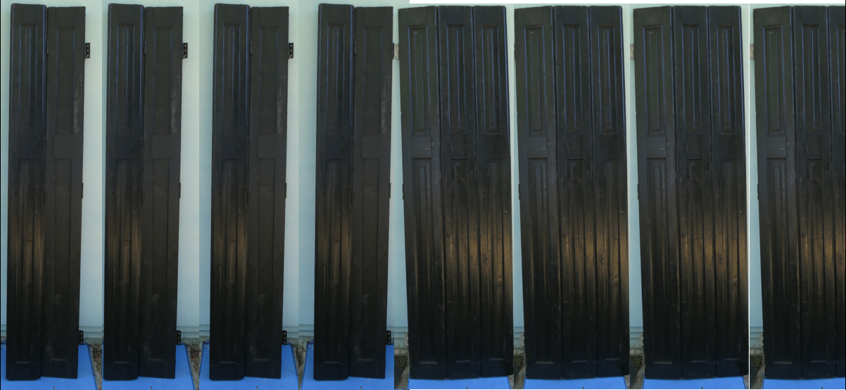 4 Pairs of wooden shutters painted black