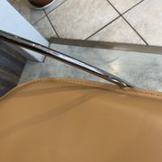 1 Linda armchair chair by Arrben in camel brown leather with a chrome steel frame.