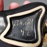 Wall-mounted vase for three small flowers by Loholt ceramics Denmark 70-80s