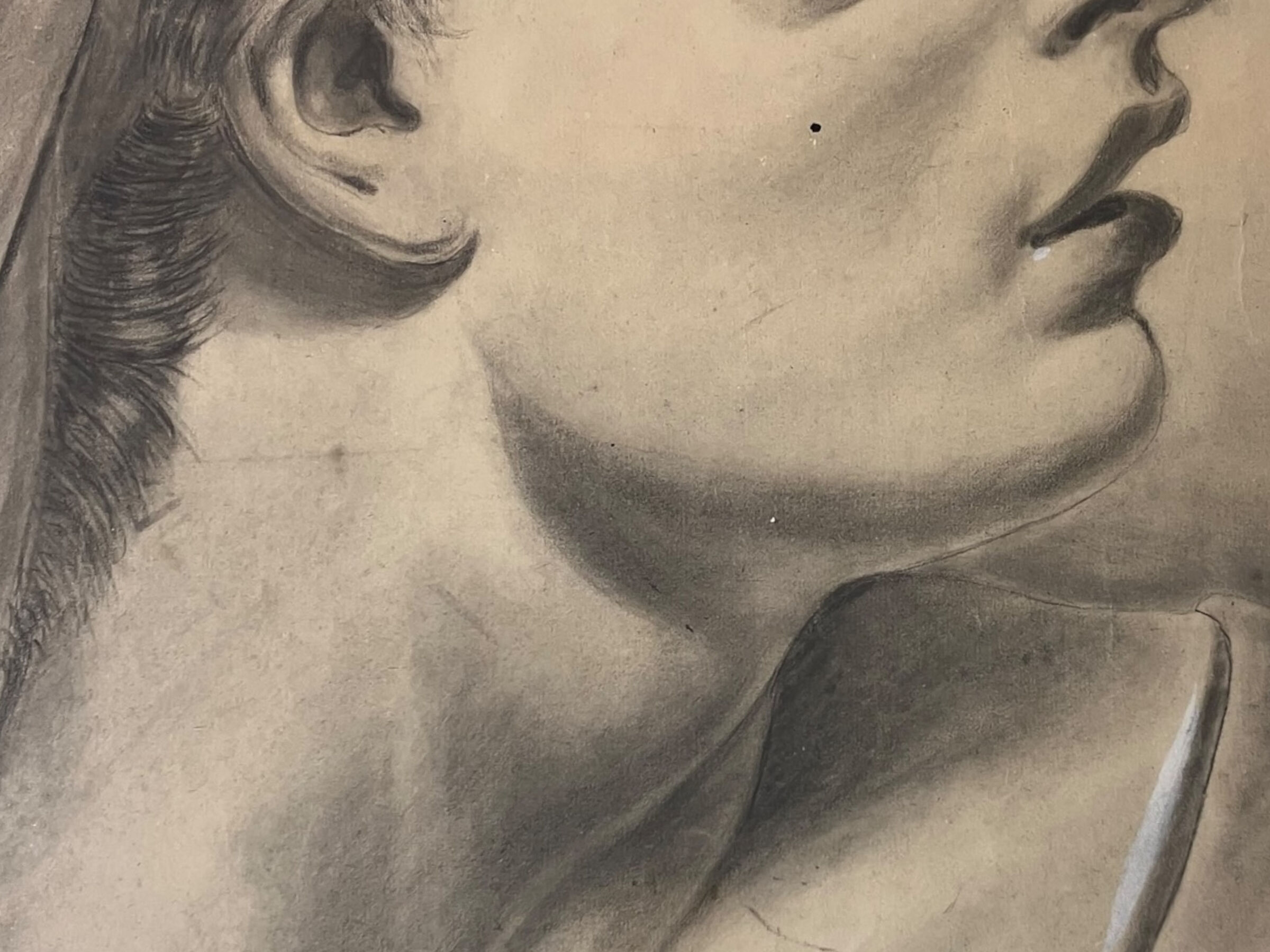 Profile of woman with drapery drawing nineteenth signed julien