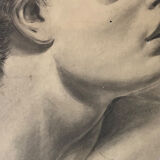 Profile of woman with drapery drawing nineteenth signed julien