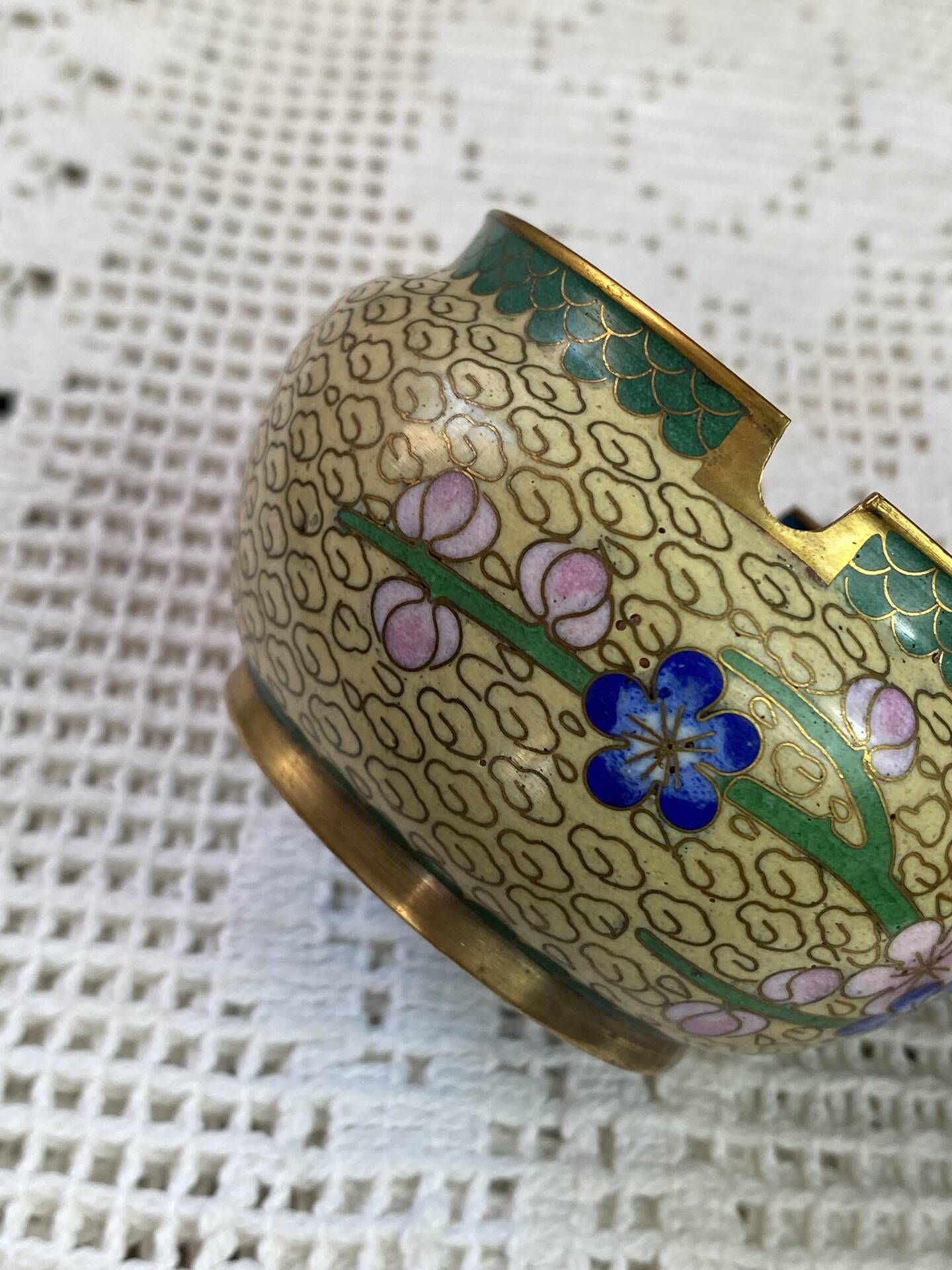 Enamelled brass ashtray