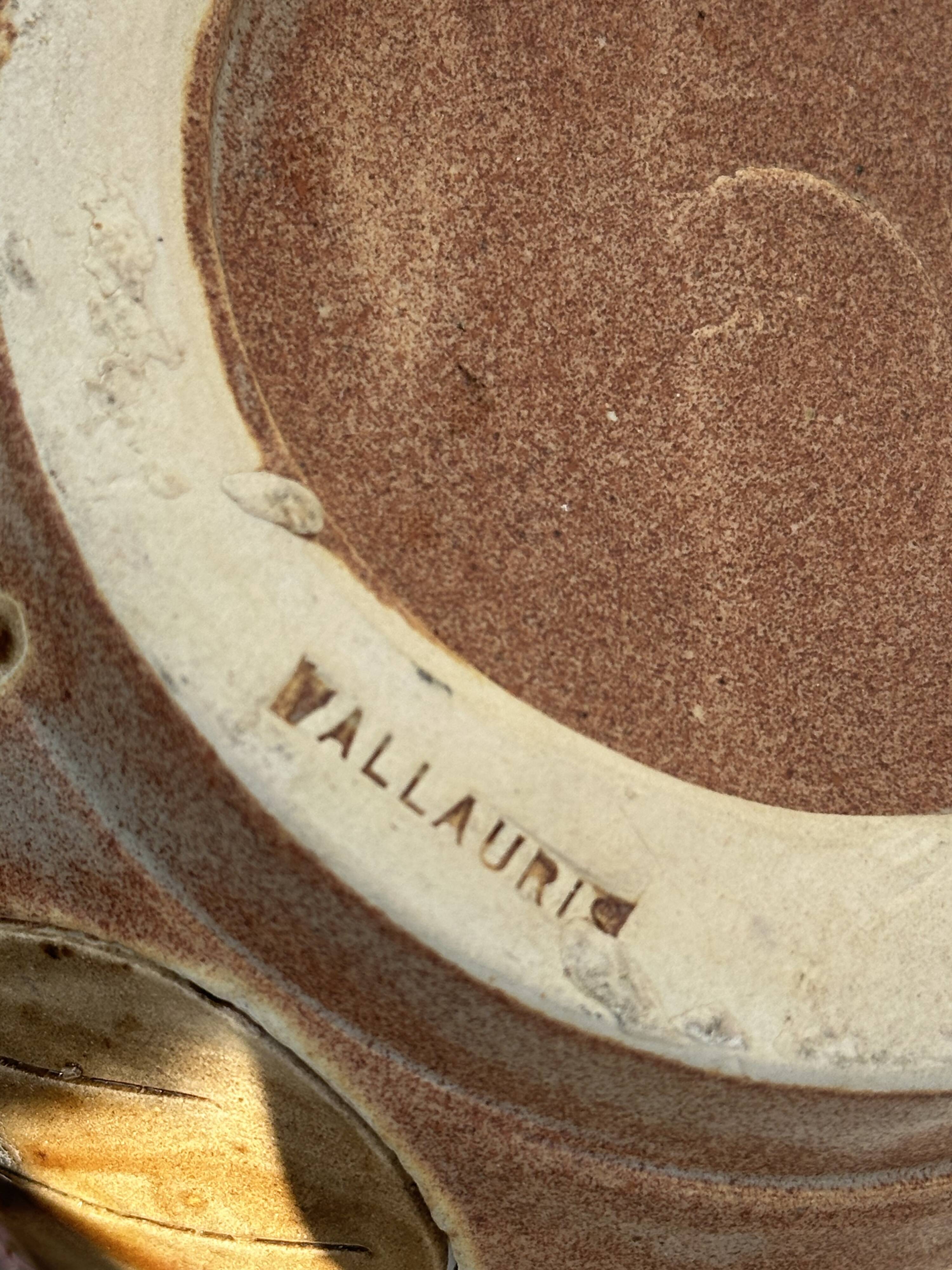 Vintage 1950s ceramic vase with floral decoration - signed Vallauris H 20 cm