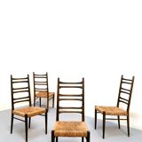 Series of 4 italian chairs with high backs vintage from the 50s