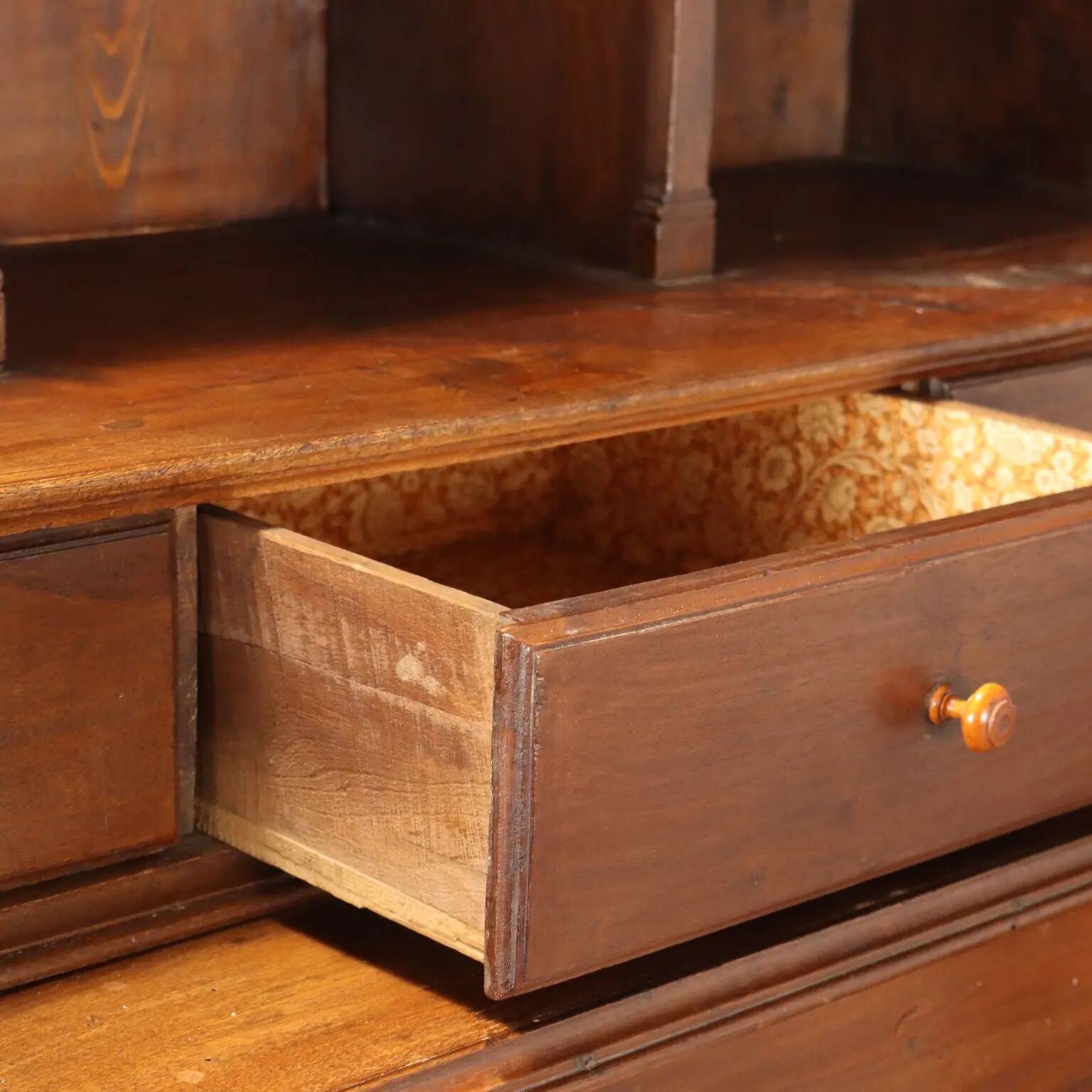 Antique walnut sideboard with pine drawers, Italy, 19th century.