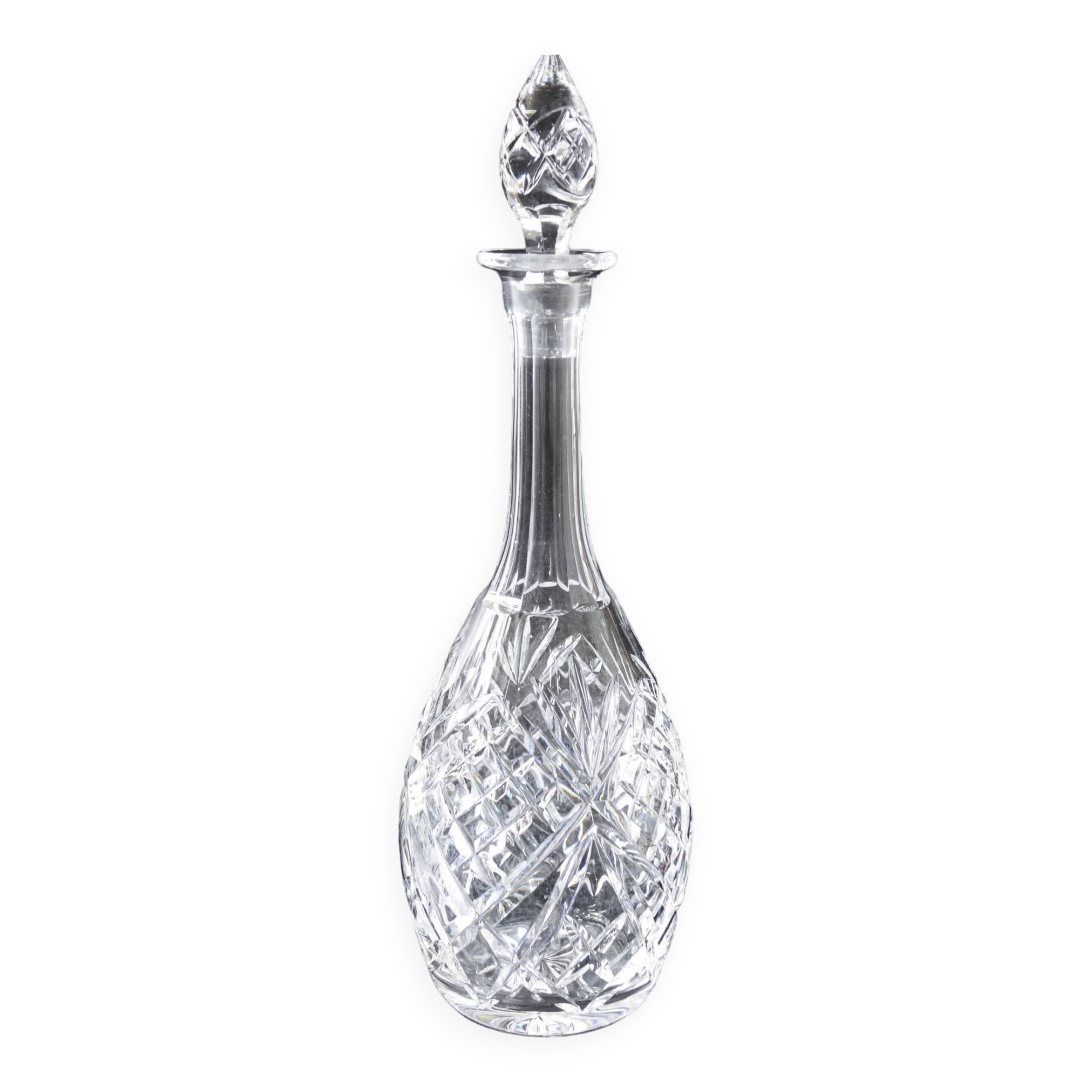 Antique Crystal high Decanter with original Lid with debossed pattern from Sweden early 1900s