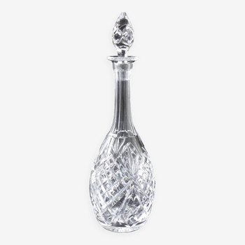 Antique Crystal high Decanter with original Lid with debossed pattern from Sweden early 1900s