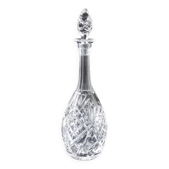 Antique Crystal high Decanter with original Lid with debossed pattern from Sweden early 1900s