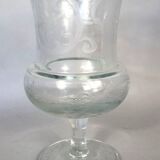 Pair of large antique Medici-shaped vases in engraved blown glass C412