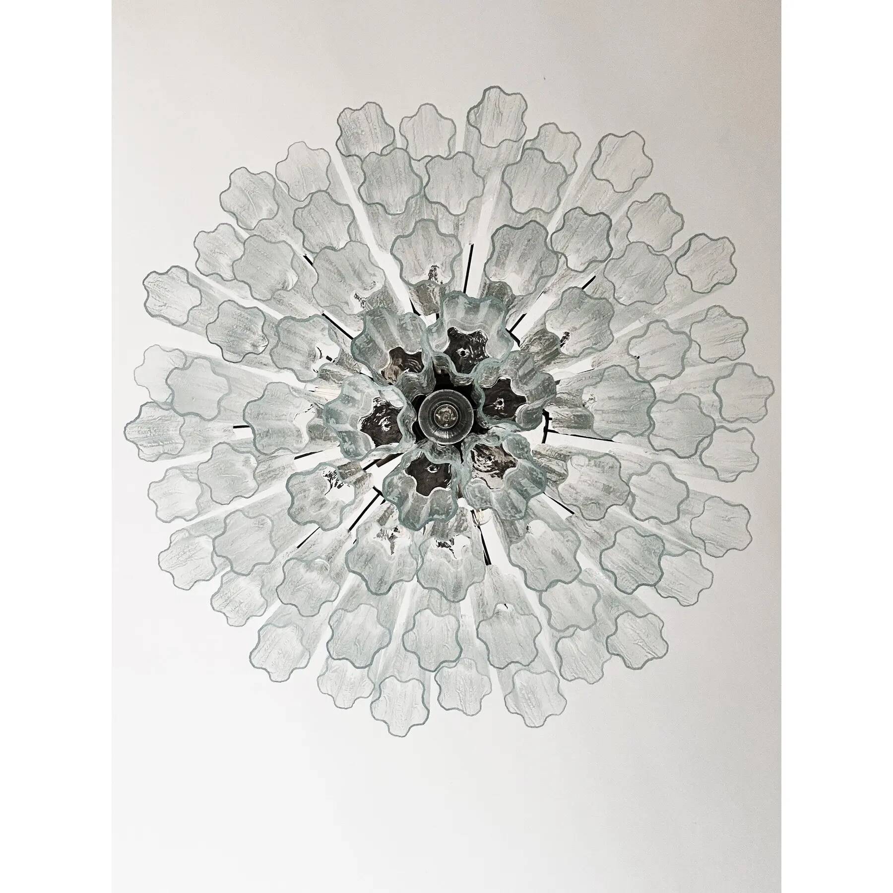 Contemporary Transparent “Tronchi” Murano Glass Burnished Chandelier in Venini