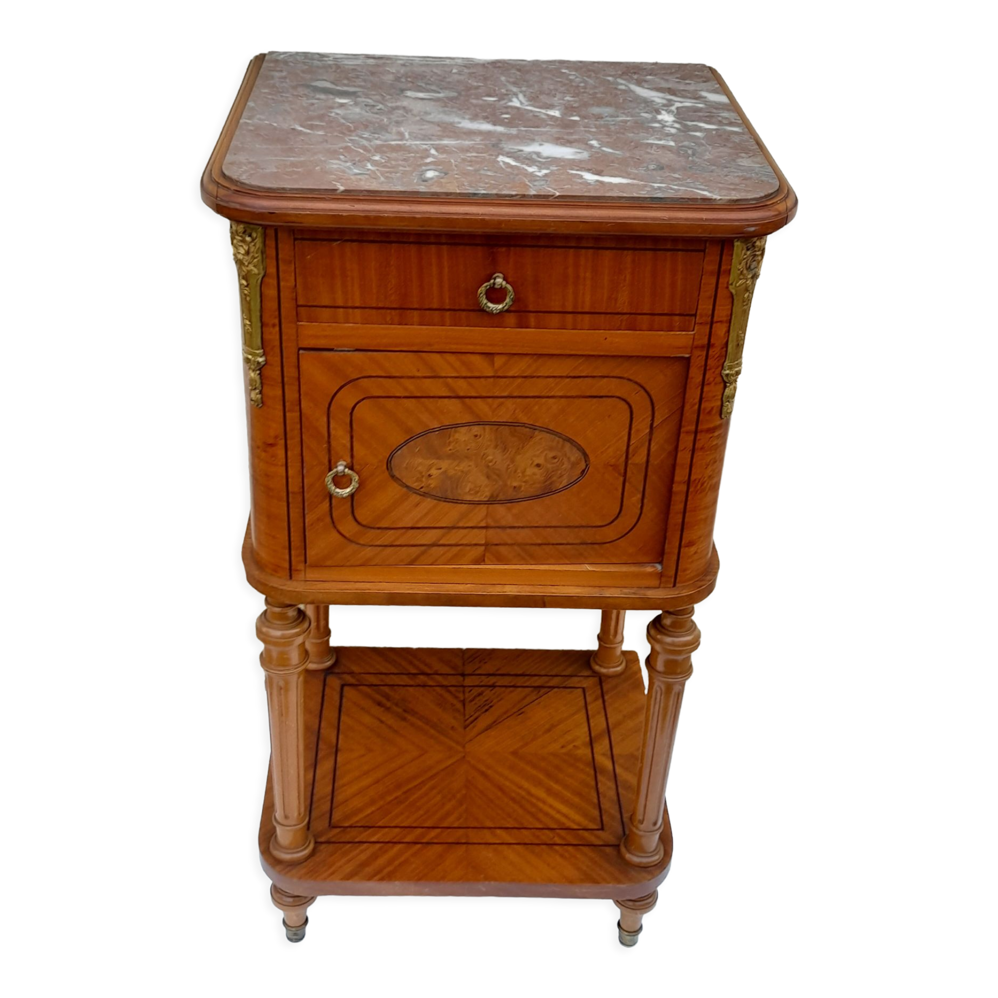 Bedside table top marble foot hoof and bronze decoration H 83 cm