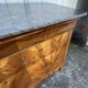 Louis-Philippe commode in burr walnut, Saint-Anne grey marble, mid-century