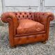 Salon canape and 2 chesterfield armchairs in vintage cognac leather from the 1970s