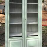 Screened and painted library Louis XVI style green celadon