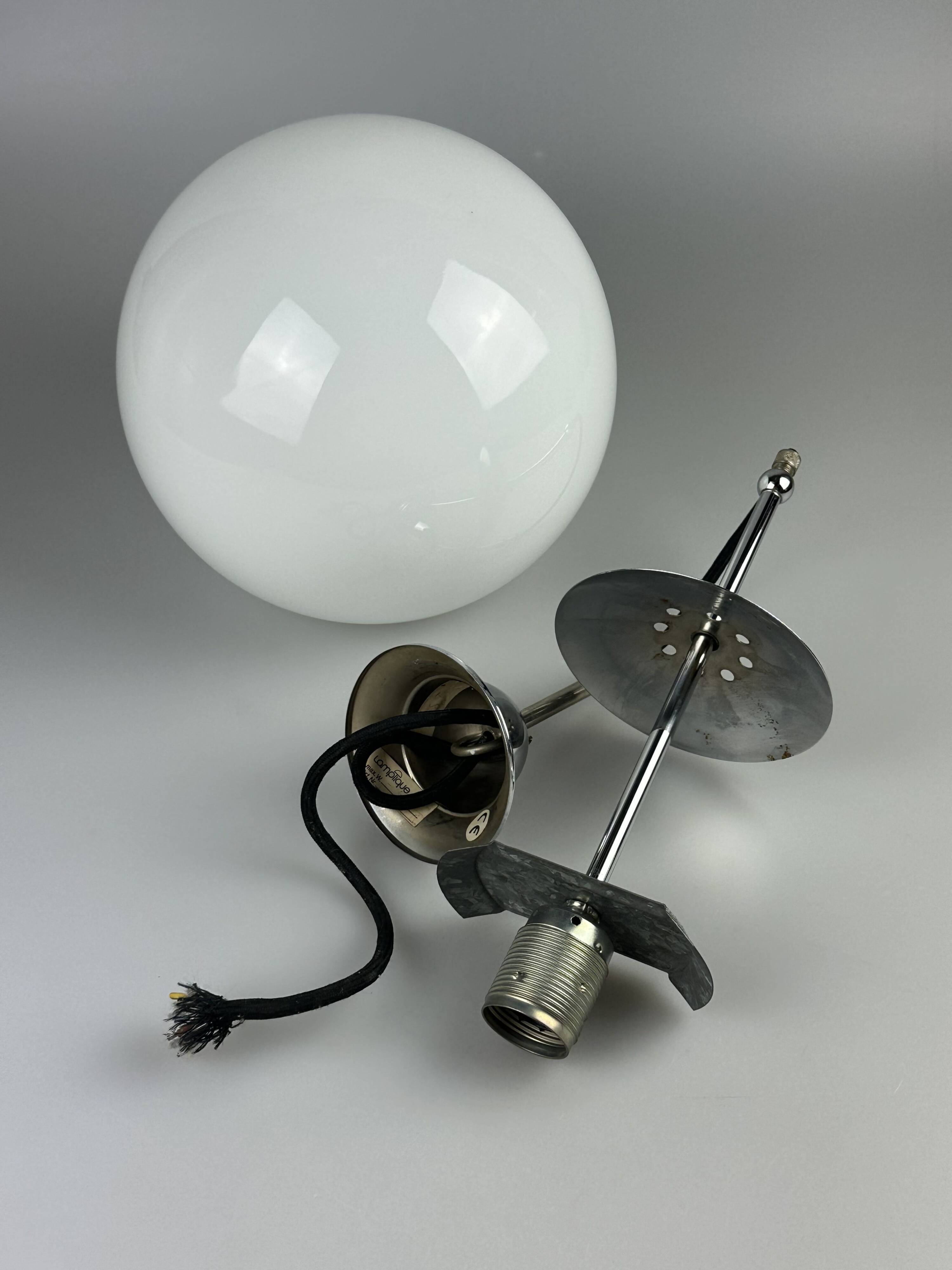 1960s and 1970s Globe Lamp, Hanging Lamp, Glass Ceiling Lamp, Space Age Des