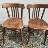 Pair of curved wooden bistro chairs