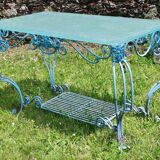 Old console table wrought iron and glass