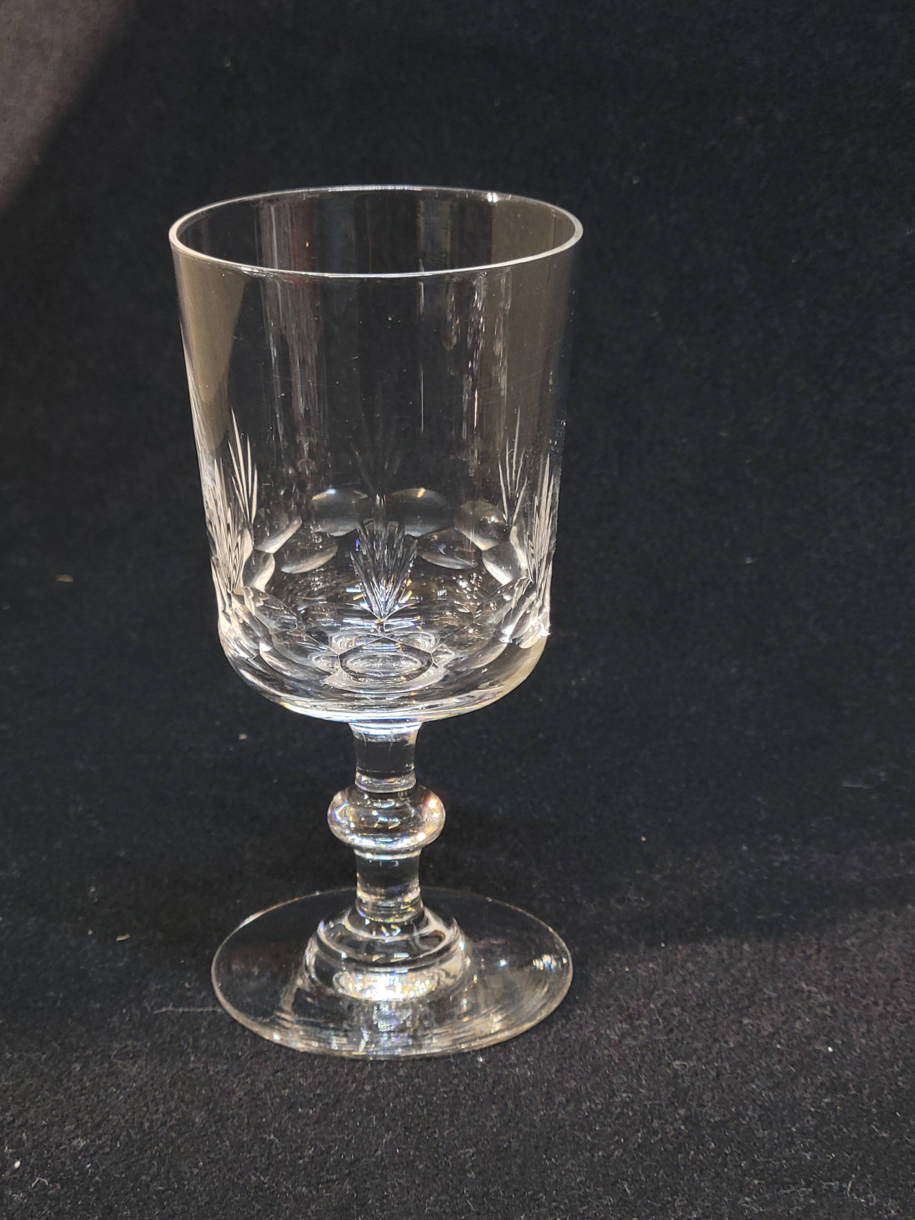 8 antique baccarat crystal wine glasses cut engraved 10742