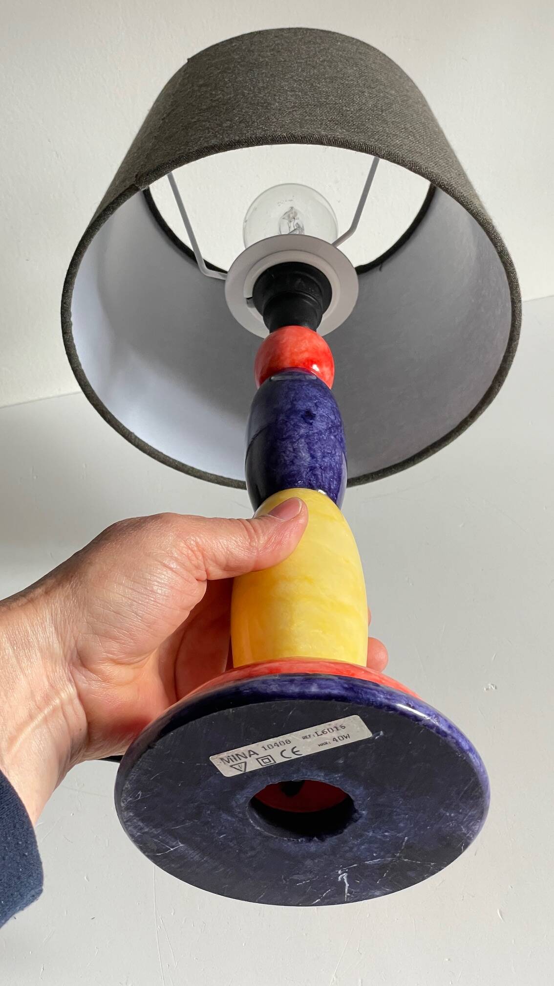 ALABASTER STONE LAMP Blue, Yellow and Red 80s